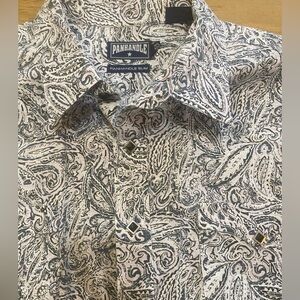 Panhandle Slim Men's gray, light purple, & white Paisley Shirt XXL EUC
